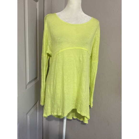 Blue Tassel Anthropologie Pura Tunic Long Sleeve Yellow 100% Linen M - Picture 2 of 6